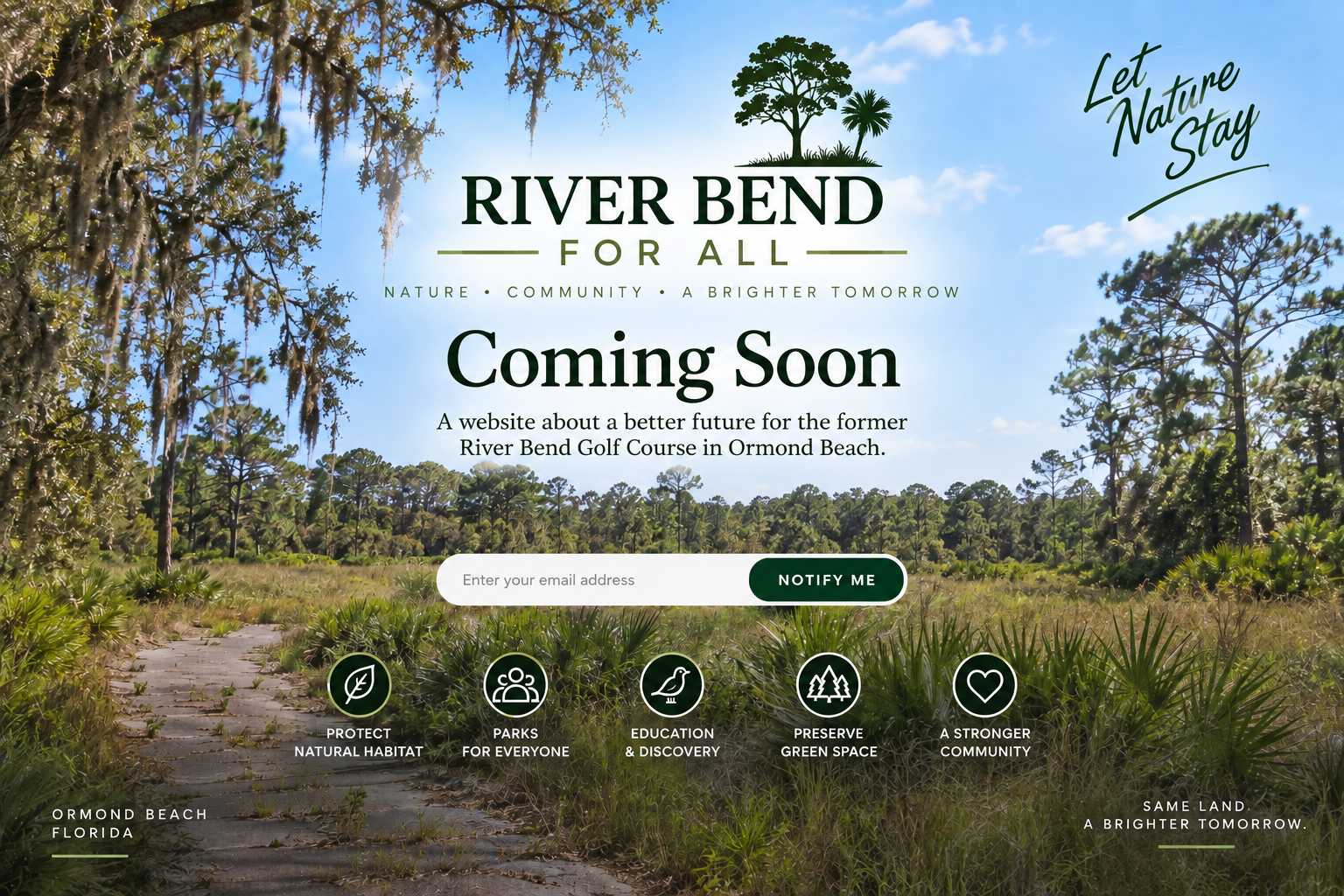 River Bend For All coming soon. Nature, community, a brighter tomorrow.